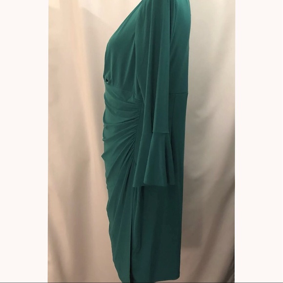LAUREN RALPH LAUREN DRESS Faux Wrap Dress, Green - Picture 5 of 8